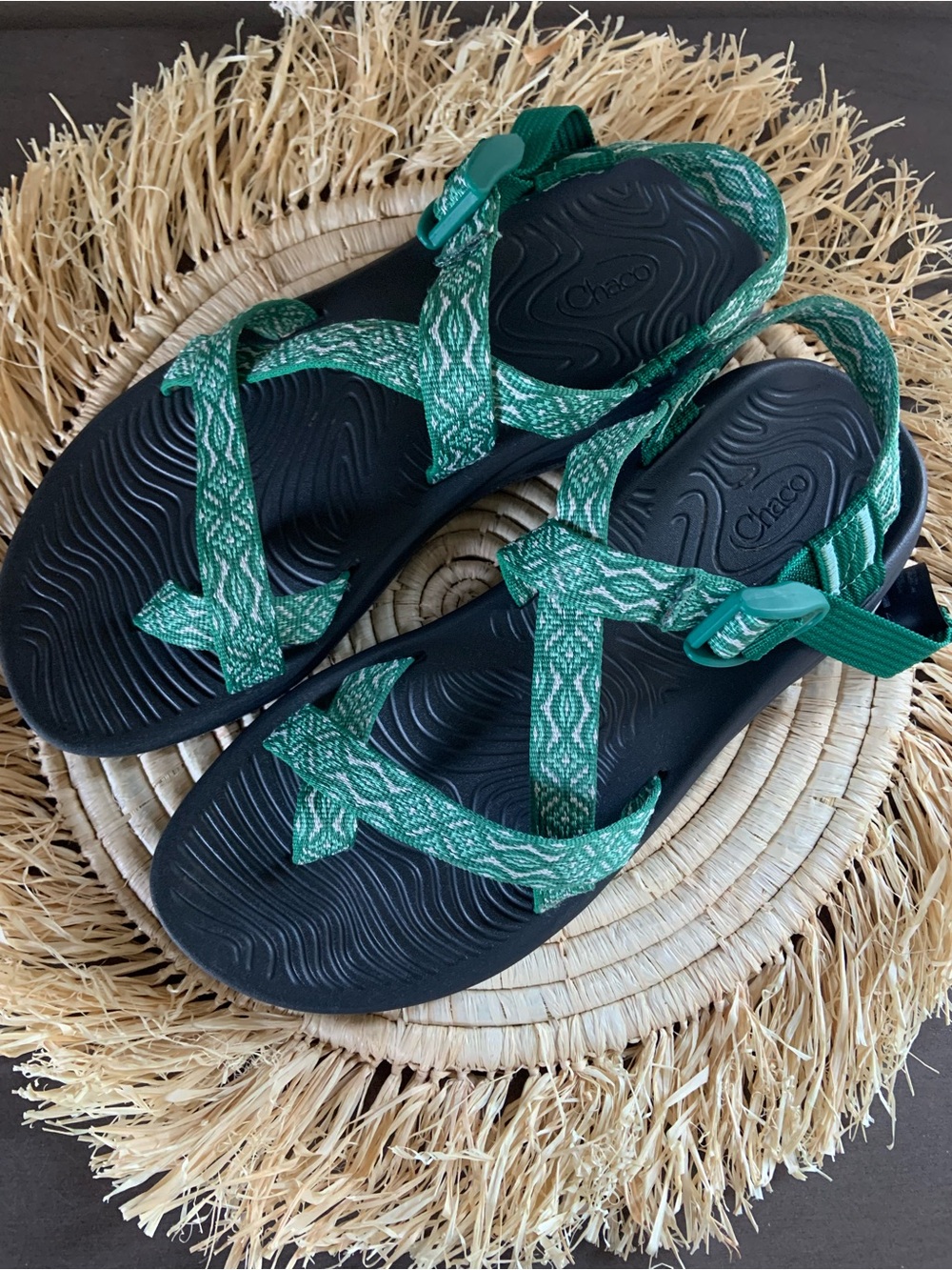 CHACO Women’s Z/Volv 2 Hiking Adventure Sandals Green White Size 10